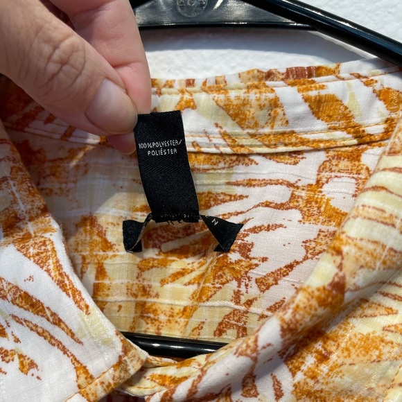 Van Heusen Mens 2Xl Plus Tropical Collared White Orange Tan Magnum PI Shirt Big - Picture 10 of 13